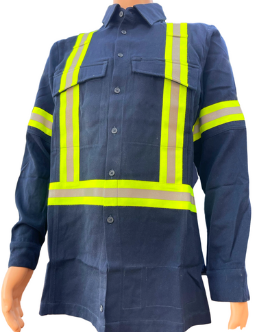 Premium Navy Hi Vis FR/AR Button Down Shirt